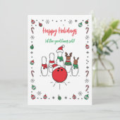 Weihnachts-Bowling-Grußkarten Feiertagskarte (Stehend Vorderseite)