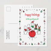 Weihnachts-Bowling-Grußkarten Feiertagspostkarte (Vorne/Hinten)