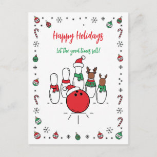 Weihnachts-Bowling-Grußkarten Feiertagspostkarte