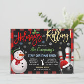 Weihnachts-Bowling-Party Einladung (Stehend Vorderseite)