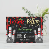 Weihnachts-Bowling-Party Einladung, Unternehmen Einladung (Stehend Vorderseite)