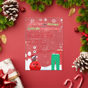 Weihnachts-Bowling-Pyjama-Pizza-Party Acryleinladungen