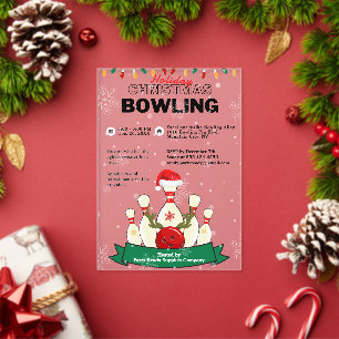 Weihnachts-Bowling-Schnee-Party Acryleinladungen