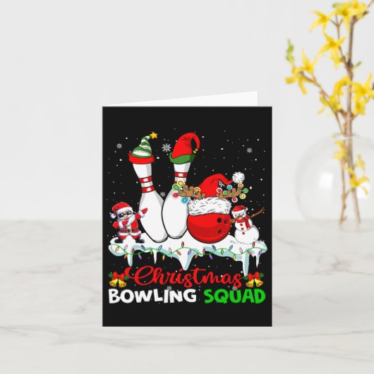 Weihnachts-Bowling Squad Dabbing Bowling Karte (Gelbe Blume)