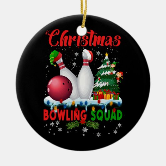 Weihnachts-Bowling Squad Dabbing Santa Funny Chris Keramik Ornament (Vorne)