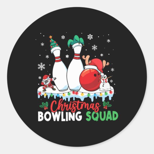 Weihnachts-Bowling Squad Dabbing Santa Funny Chris Runder Aufkleber (Vorderseite)