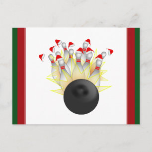 Weihnachts-Bowling-Strickout Feiertagspostkarte