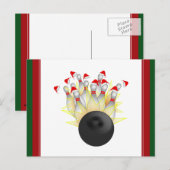 Weihnachts-Bowling Strike Feiertagspostkarte (Vorne/Hinten)