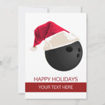 Weihnachts-Bowlingkugel-Santa-Hut-Grußkarten