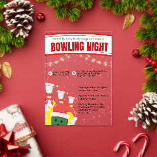 Weihnachts-Bowlingnacht Santa-Hüte Acryleinladungen
