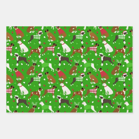 Weihnachts-Boxer-Dog-Wrapping Paper Sheets Geschenkpapier Set (Vorderseite 2)