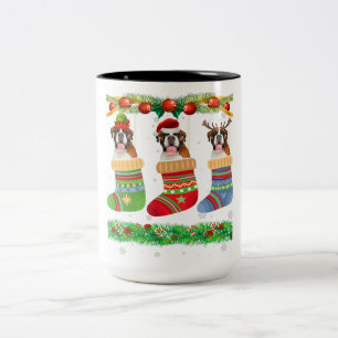 Weihnachts-Boxer-Hund-Welpen-Liebhaber-Xmas-Socken Zweifarbige Tasse