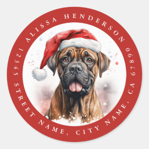 Weihnachts-Boxer-Hunde-Round-Stickers Runder Aufkleber