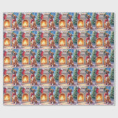 Weihnachts-Boxer-Kamin Kunst Geschenkpapier (Flach)