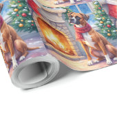 Weihnachts-Boxer-Kamin Kunst Geschenkpapier (Rolleneckpunkt)