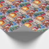 Weihnachts-Boxer-Kamin Kunst Geschenkpapier (Ecke)