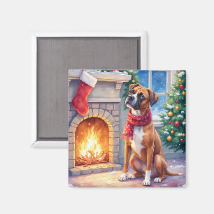 Weihnachts-Boxer-Kamin Kunst Magnet