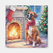 Weihnachts-Boxer-Kamin Kunst Magnet (Vorne)