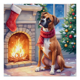 Weihnachts-Boxer-Kamin Kunst Poster