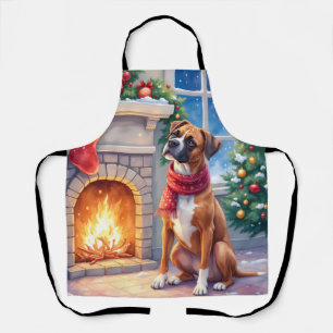 Weihnachts-Boxer-Kamin Kunst Schürze