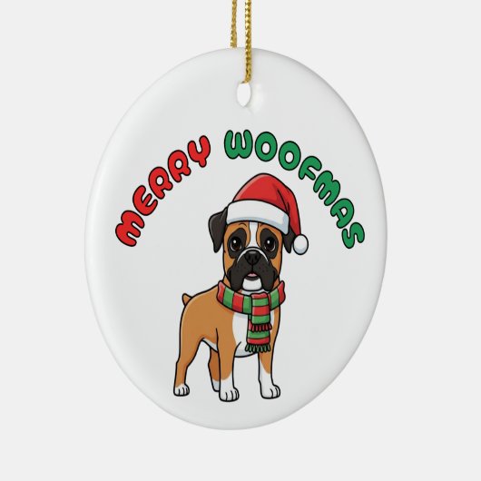 Weihnachts-Boxer-Ornament: Frohe Weihnachten Keramik Ornament (Rechts)