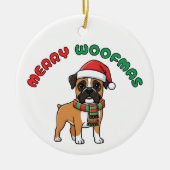 Weihnachts-Boxer-Ornament: Frohe Weihnachten Keramik Ornament (Vorne)