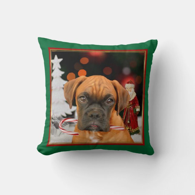 Weihnachts   boxerhundequadrat-Wurfskissen Kissen (Vorderseite)
