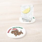 Weihnachts-Braun-Dackel-Untersetzer: Frohe Weihnac Getränkeuntersetzer (Seite)