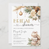 Weihnachts-Brautparty Boho Chic Winter Floral Einladung (Vorderseite)