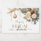 Weihnachts-Brautparty Boho Chic Winter Floral Schaumweinetikett (Einzelnes Label)