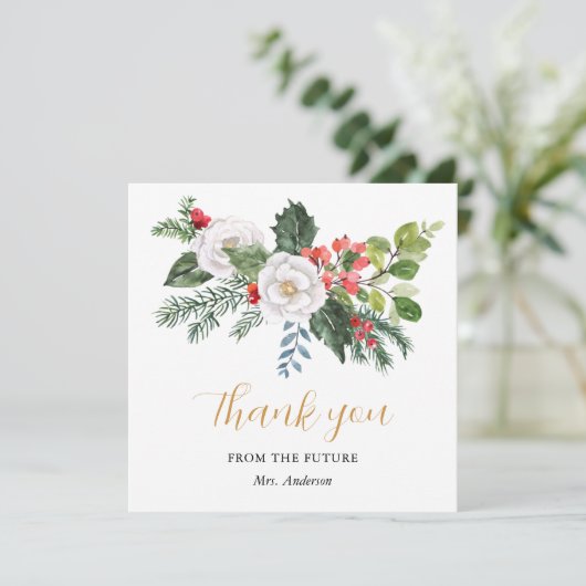 Weihnachts-Brautparty Dankeskarte (Stehend Vorderseite)