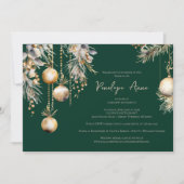 Weihnachts-Brautparty - Dunkelgrün und elegant Einladung (Vorderseite)