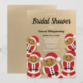 Weihnachts-Brautparty Gold Gingerbret Santa Einladung (Vorne/Hinten)