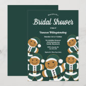 Weihnachts-Brautparty Green Gingerbret Santa Einladung (Vorne/Hinten)