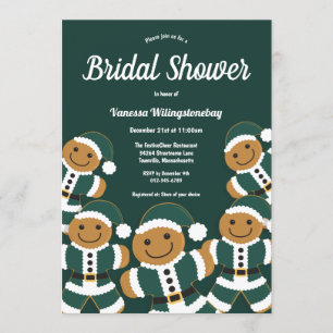 Weihnachts-Brautparty Green Gingerbret Santa Einladung