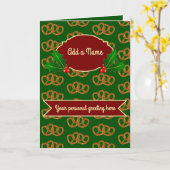 Weihnachts-Bretzel-Muster mit Heiligen: Fügen Sie Karte (Gelbe Blume)