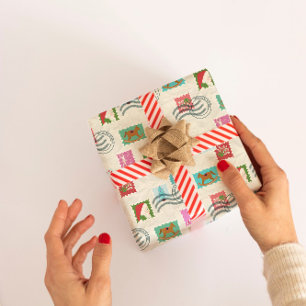 Weihnachts-Briefmarke Geschenk Wrap whimsisisches  Geschenkpapier