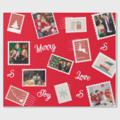 Weihnachts-Briefmarke Individuelle Name und Fotos Geschenkpapier (Flach)