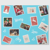 Weihnachts-Briefmarke Individuelle Name und Fotos Geschenkpapier (Flach)