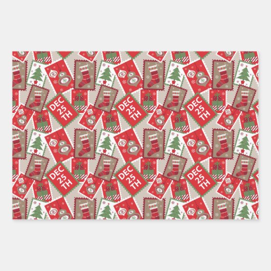 Weihnachts-Briefmarke Ornamente Umschlag Papier Se (Vorderseite)