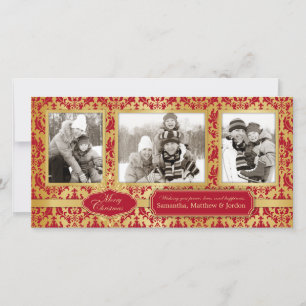 Weihnachts Brocade Gold Foto Card Feiertagskarte