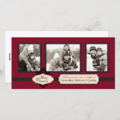 Weihnachts Brocade Red Foto Card Feiertagskarte (Vorne/Hinten)