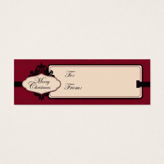 Weihnachts Brocade Red Gift Tag (Vorderseite)