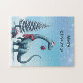 Weihnachts Brontosaurus Dinosaurier Puzzle (Horizontal)