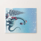 Weihnachts Brontosaurus Dinosaurier Puzzle (Horizontal)