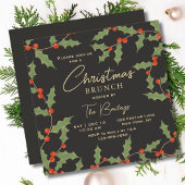 Weihnachts-Brunch Elegant Modernes Holly Floral Einladung