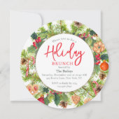 Weihnachts-Brunch Weihnachtsschmuck Wasserfarbe Bl Einladung (Vorderseite)