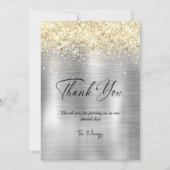 Weihnachts brushed Metall Silber Gold Danke Karte (Vorderseite)