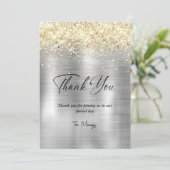 Weihnachts brushed Metall Silber Gold Danke Karte (Stehend Vorderseite)