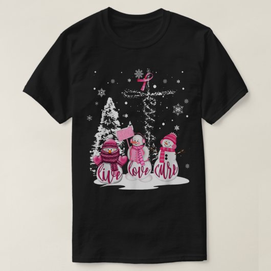 Weihnachts Brustkrebs Live Liebe Heilung Snowman C T-Shirt (Design vorne)